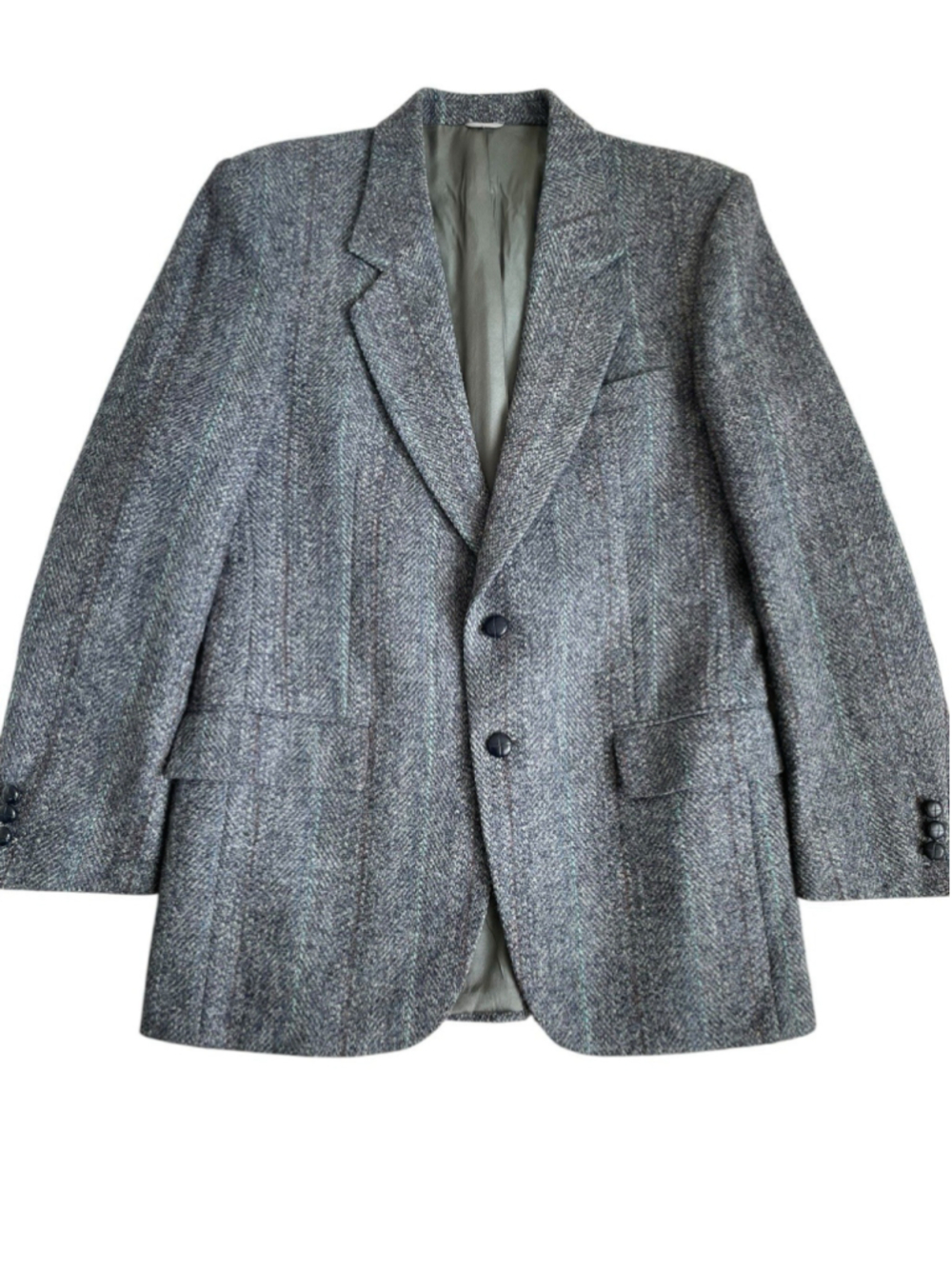 Vintage Harris Tweed Blazer Mens 38R Gray Slim Sport Jacket